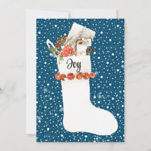 Cartão De Festividades Neve, Natal Branco, com JOY, editável