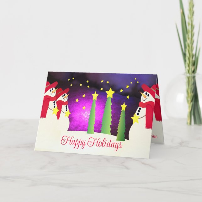 Cartão De Festividades Neves E Estrelas (Frente)