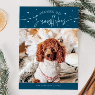 Cartão De Festividades Neves e Flocos de Neve Foto de Cachorro Natal
