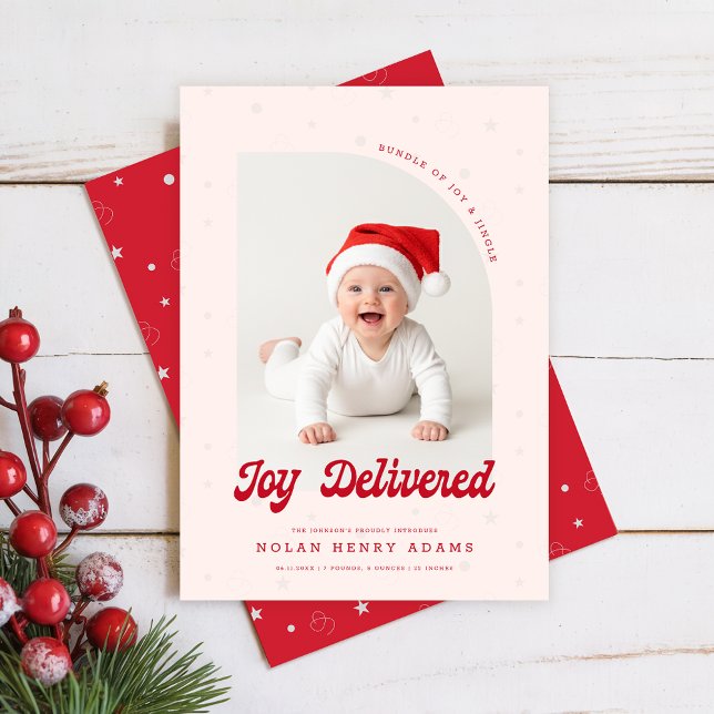 Cartão De Festividades New Baby First Christmas Photo Birth Announcement (Criador carregado)