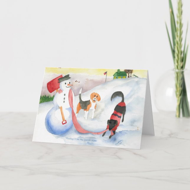 Cartão De Festividades New Dog Old Dog Greeting Card (Frente)