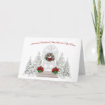 Cartão De Festividades New Home Address Change Christmas Greeting<br><div class="desc">A perfect card for sending holiday greetings along with your change of address.  Card features front door decorated with festive holiday wreath and two potted Poinsettia plants and snowy evergreen trees.  Easy to personalize with your details.</div>