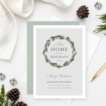 New Home Elegant Neutral Gray Green Pine Wreath