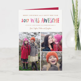 Cartão De Festividades New Year | 2017 was Awesome | 3 Photos Card