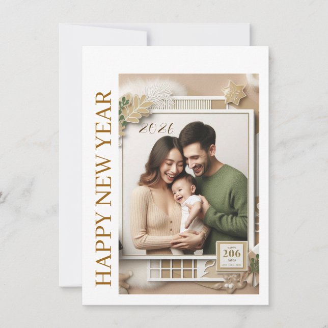 Cartão De Festividades New Year Celebration Card | Couple Wishes Card (Frente)