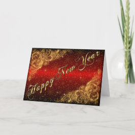 Cartão De Festividades New Year Greetings with Florish and Sparkle