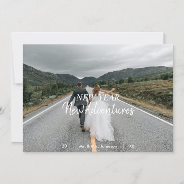 Cartão De Festividades New Year New Adventures | Newlywed Photo Flat (Frente)