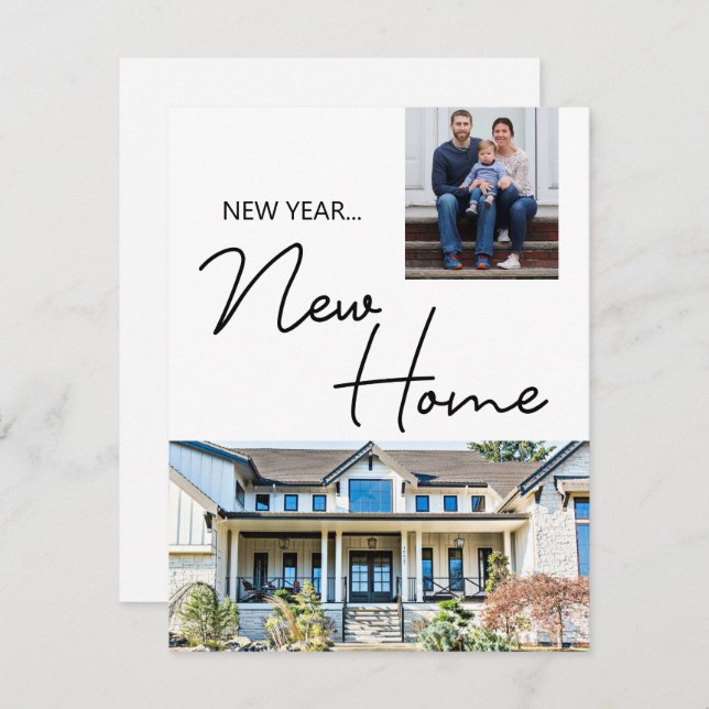 Cartão De Festividades New Year New Home Moving Announcement photos (Frente/Verso)
