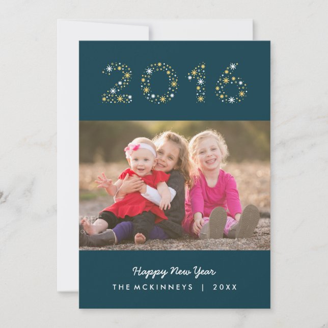 Cartão De Festividades New Year Sparkle Happy New Year Holiday Photo Card (Frente)