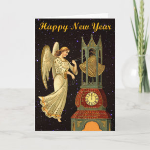 Cartão De Festividades new year vintage angel