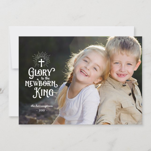 Cartão De Festividades Newborn King | Religious Christmas Full Photo (Frente)