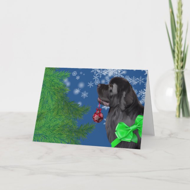 Cartão De Festividades Newfoundland Christmas Ornament Holiday Card (Frente)