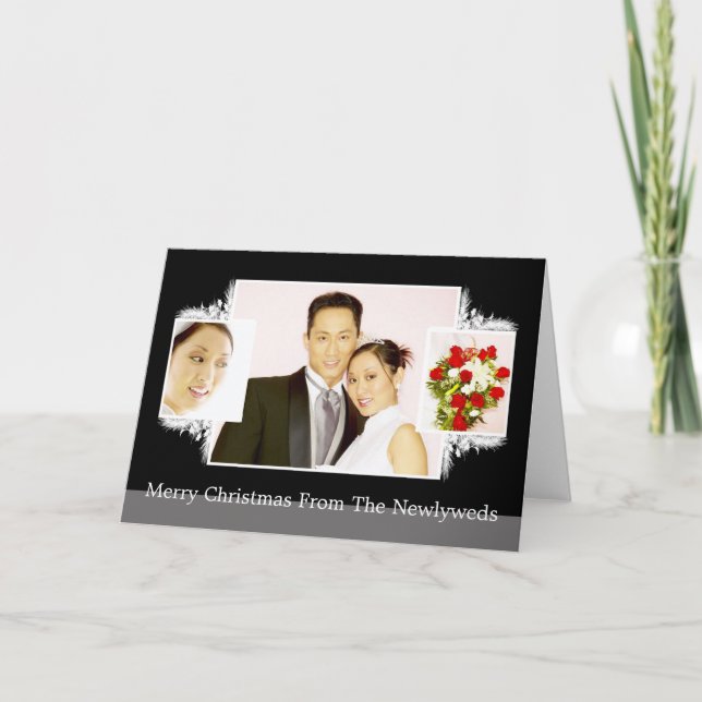 Cartão De Festividades Newlywed First Christmas Holiday Photo Template (Frente)