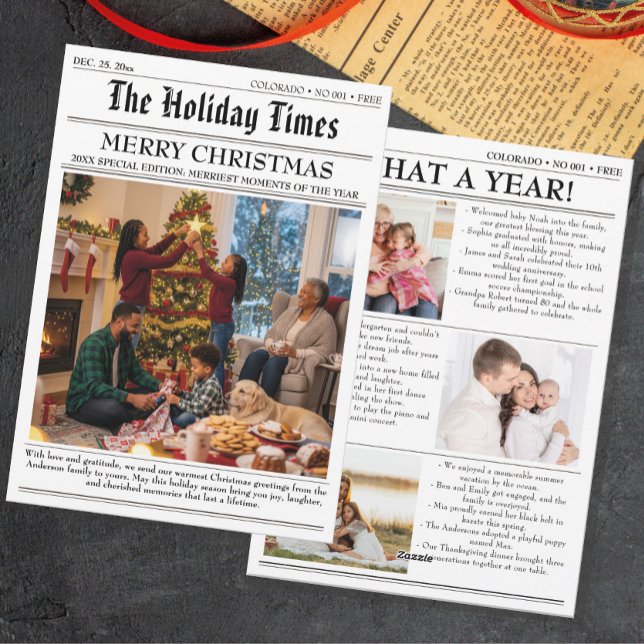 Cartão De Festividades Newsletter da família natalina Ano fotográfico em  (Criador carregado)