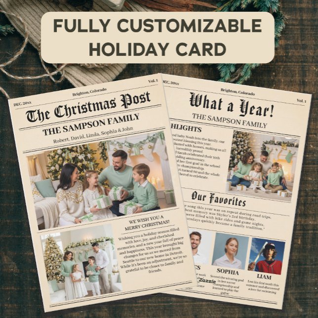 Cartão De Festividades Newsletter de natais vintages (Criador carregado)