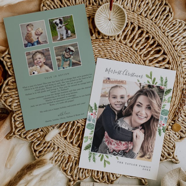 Cartão De Festividades Newsletter de Natal da Greenerescência (Criador carregado)