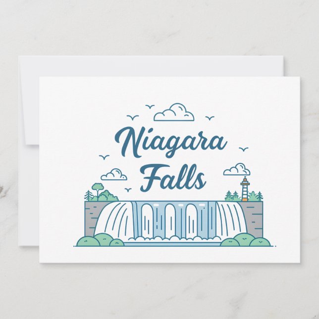 Cartão De Festividades Niagara Falls Minimal Flat Design Illustration (Frente)