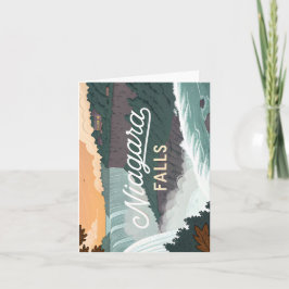 Cartão De Festividades Niagara Falls Retro Vintage Poster Illustration