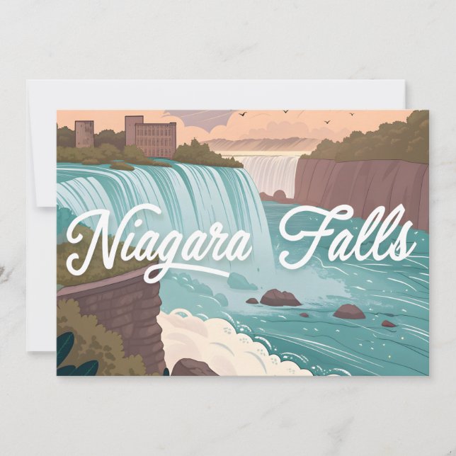 Cartão De Festividades Niagara Falls Scenic Illustration at Sunset (Frente)