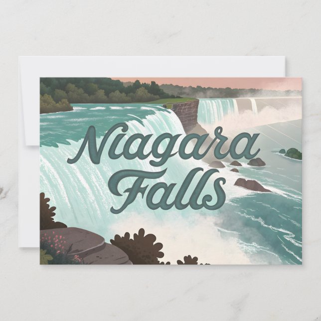 Cartão De Festividades Niagara Falls Vintage Textured Illustration (Frente)