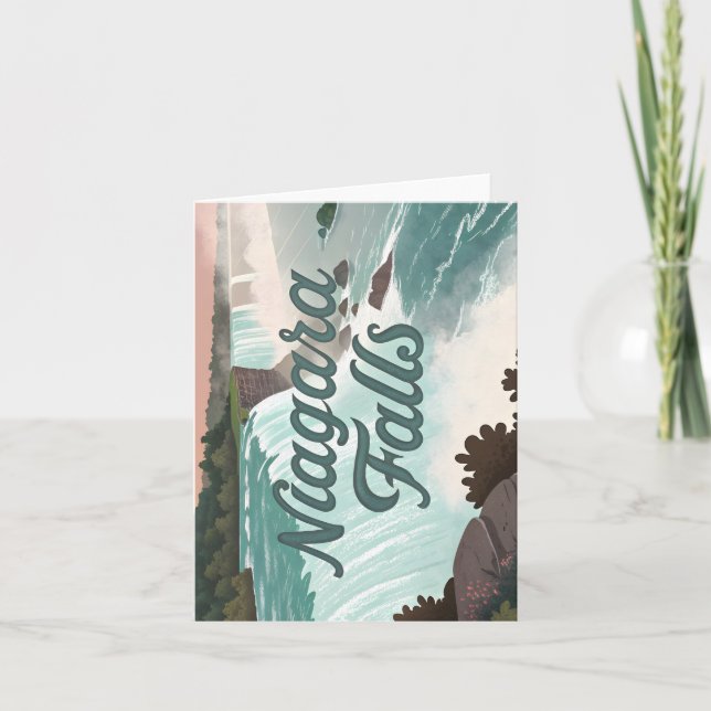 Cartão De Festividades Niagara Falls Vintage Textured Illustration (Frente)