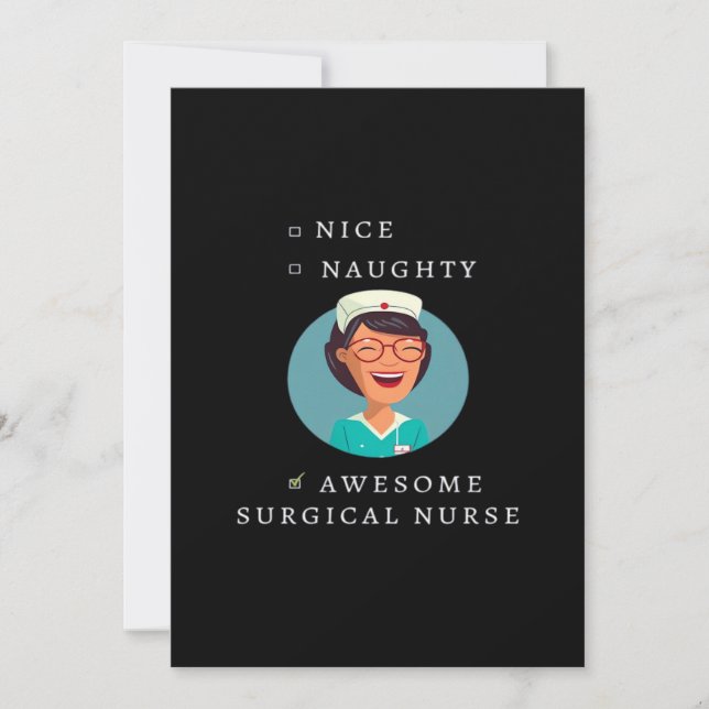 Cartão De Festividades Nice Naughty Awesome Surgical Nurse (Frente)