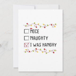 Cartão De Festividades Nice Naughty I Was Hangry List Christmas