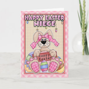 Cartão De Festividades Niece Easter Card - Easter Bunny & Easter Eggs