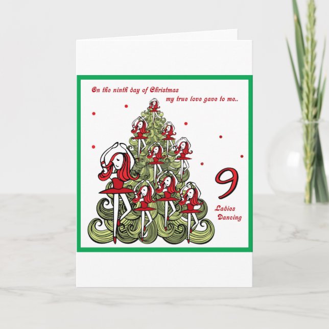 Cartão De Festividades Ninth Day of Christmas (Frente)