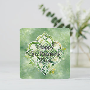 Cartão De Festividades Nó Celta Engajador de Aquarela Verde