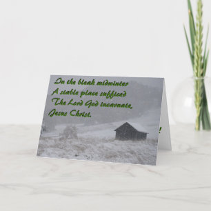 Cartão De Festividades No pleno inverno desolado, um estábulo
