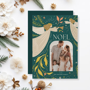 Cartão De Festividades NOEL Angels Teal 2 Foto Natal