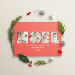 Cartão De Festividades Noel Christmas bold 4 foto simples Holiday<br><div class="desc">Divertimento brilhante e colorido Noel Natal design de 4 fotos no feriado. Vias de cores vermelhas,  verdes,  marinhos azuis e cor-de-rosa disponíveis.</div>