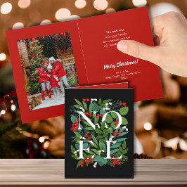 Cartão De Festividades NOEL Greenery e Berries - Foto dobrada