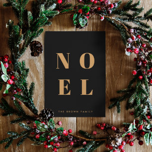 Cartão De Festividades Noel preto e Dourado Trendy Na moda Natal