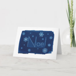 Cartão De Festividades Noël Snowflake Cyanotype Blank