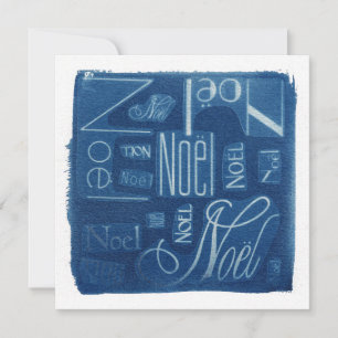 Cartão De Festividades Noël Typographic Cyanotype Square