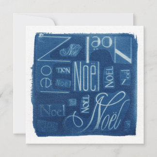 Cartão De Festividades Noël Typographic Cyanotype Square