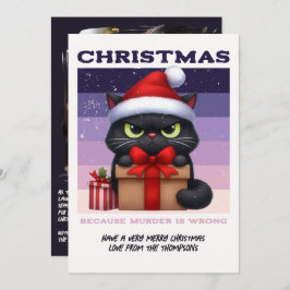 Cartão De Festividades Noir Luxe Funny Cat Retro Christmas Photo