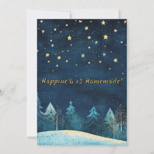 Cartão De Festividades Noite de inverno Aquarela Feriado de Natal