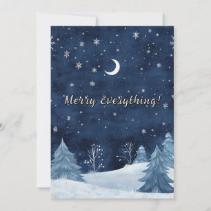 Cartão De Festividades Noite de inverno Aquarela Feriado de Natal