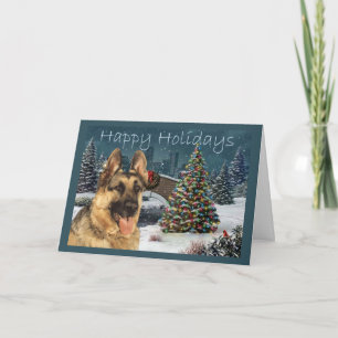 Cartão De Festividades Noite de Natal de german shepherd