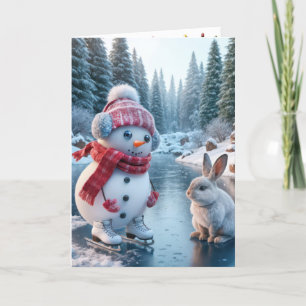 Cartão De Festividades Noite de Natal - Ice Skating