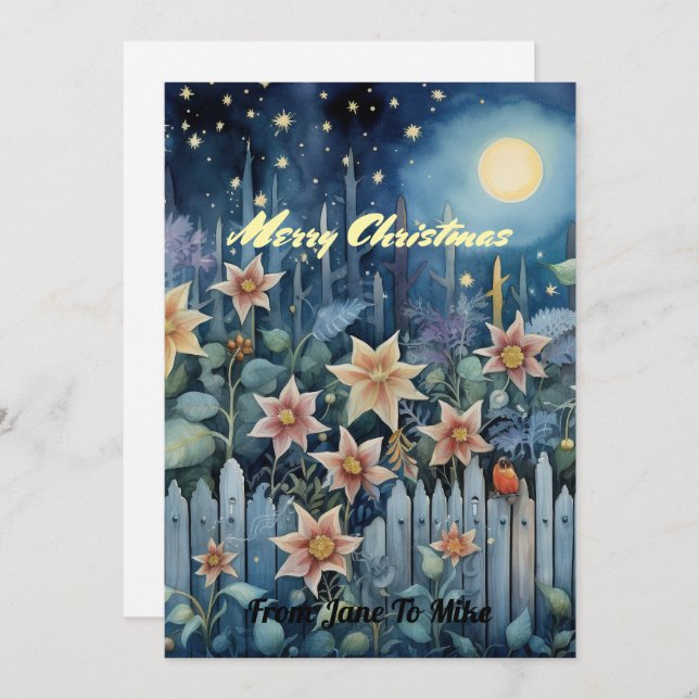 Cartão De Festividades Noite de Natal Impressionante (Frente/Verso)