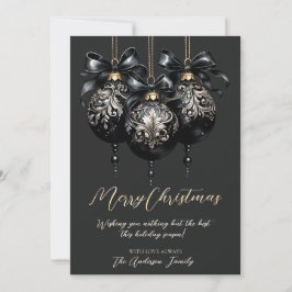 Cartão De Festividades Noite elegante de preto e ouro, luxo de Natal