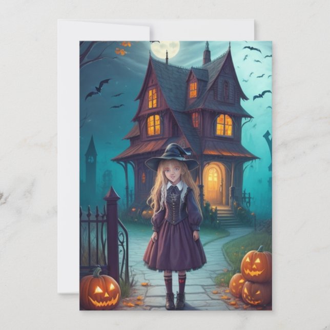 Cartão De Festividades Noite Encantada na Mansão Assombrada (Frente)