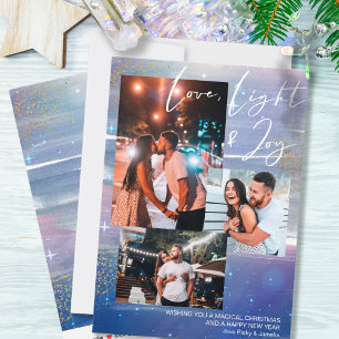 Cartão De Festividades Noite Estrelada Amor Luz & Alegria 3 Colagem de Fo
