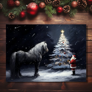 Cartão De Festividades Noite Silenciosa - Bela Égua e Papai Noel no Natal