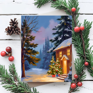 Cartão De Festividades Noite Silenciosa Pintura de Natal
