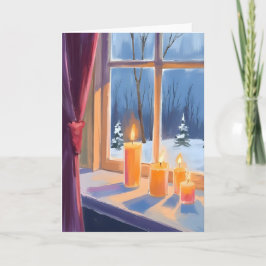 Cartão De Festividades Noite Silenciosa Velas de Natal Inverno Neve